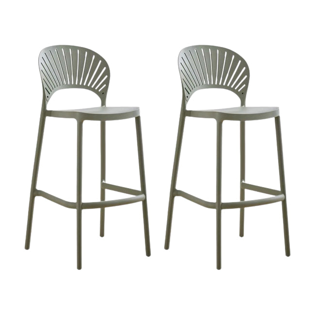 Modern Low Back Bar Stool Plastic Footrest Stackable Counter Stool