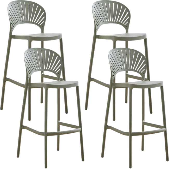 Modern Low Back Bar Stool Plastic Footrest Stackable Counter Stool