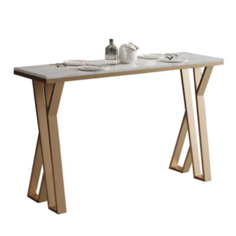 Glam Rectangle Stone Bar Table Set 1/5 Pieces Counter Table with High Stools