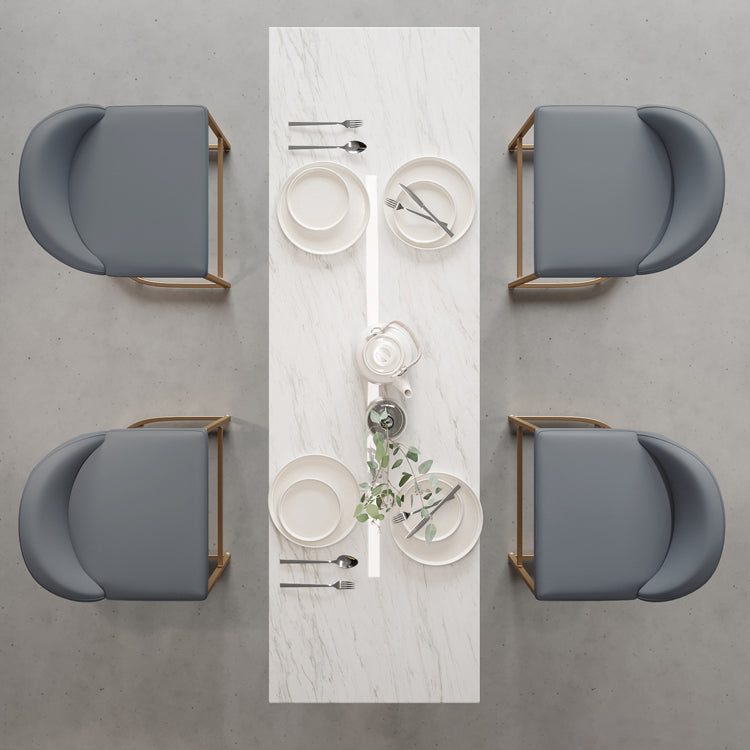 Glam Rectangle Stone Bar Table Set 1/5 Pieces Counter Table with High Stools