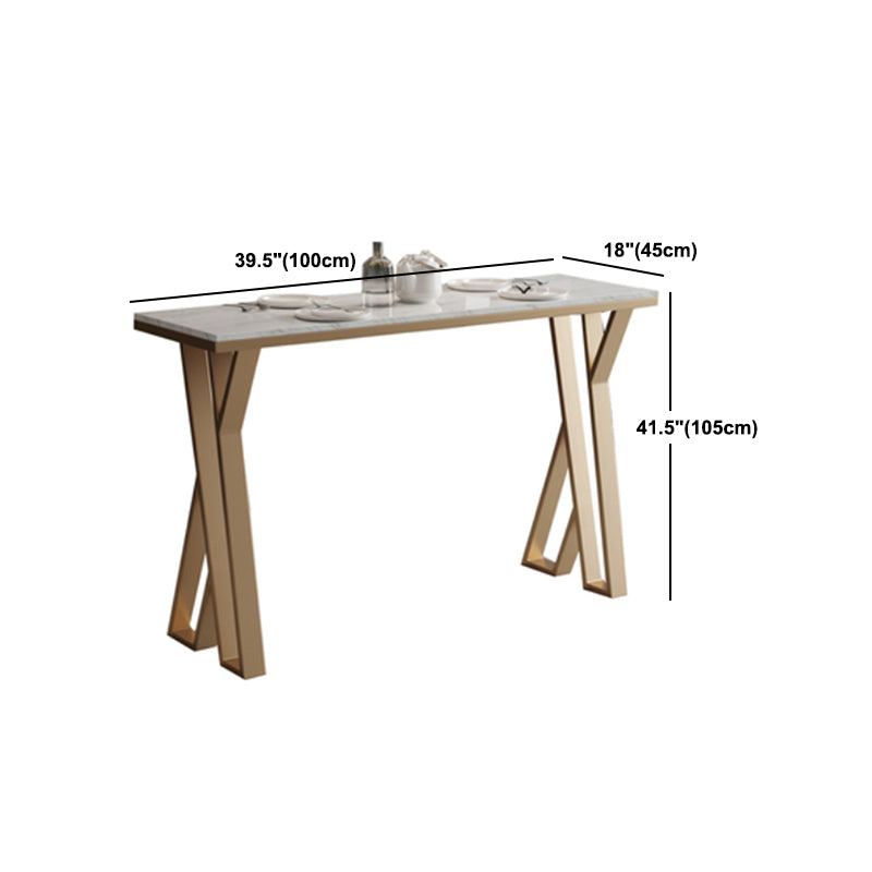 Glam Rectangle Stone Bar Table Set 1/5 Pieces Counter Table with High Stools