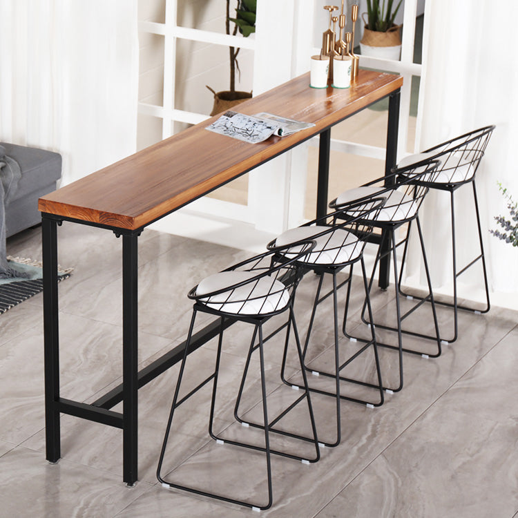 Modern Rectangle Pine Wood Bar Table Set 1/5/6 Pieces Counter Table with High Stools