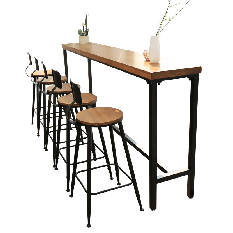 Modern Rectangle Pine Wood Bar Table Set 1/5/6 Pieces Counter Table with High Stools