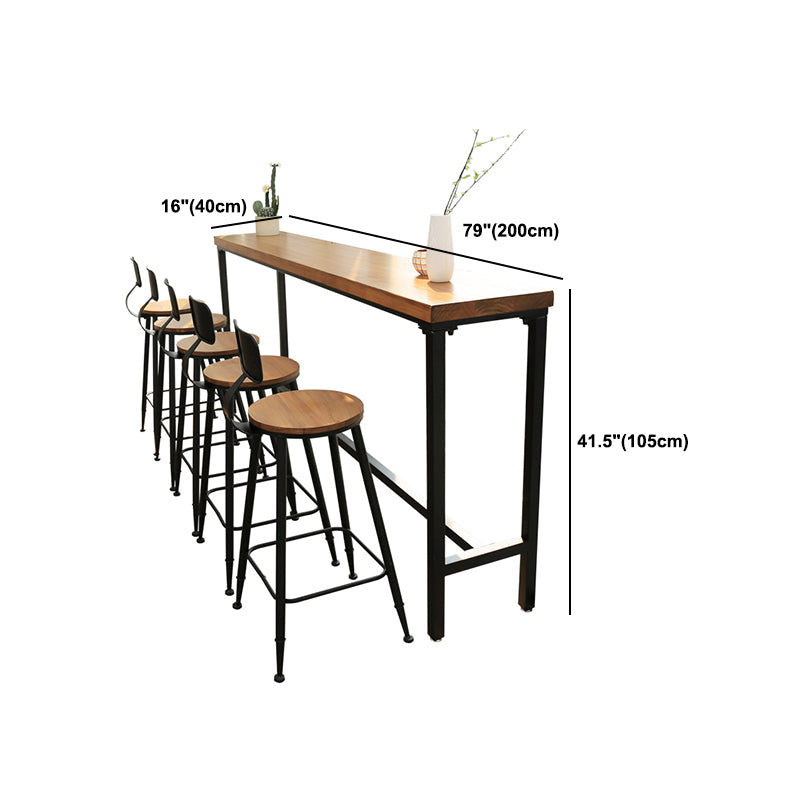 Modern Rectangle Pine Wood Bar Table Set 1/5/6 Pieces Counter Table with High Stools