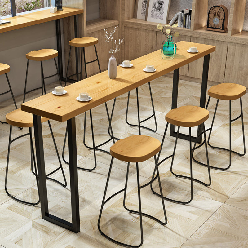 Modern 1/7 Pieces Bar Table Set Rectangle Pine Wood Counter Table with High Stools