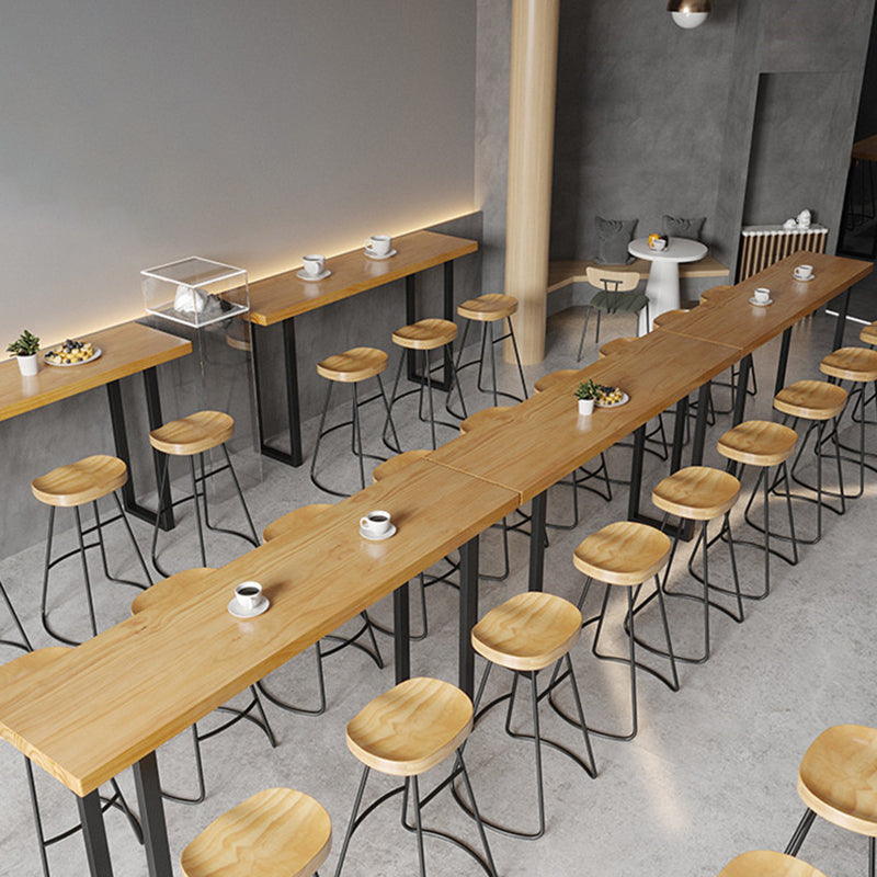 Modern 1/7 Pieces Bar Table Set Rectangle Pine Wood Counter Table with High Stools