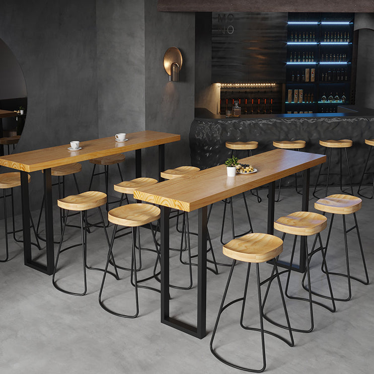 Modern 1/7 Pieces Bar Table Set Rectangle Pine Wood Counter Table with High Stools