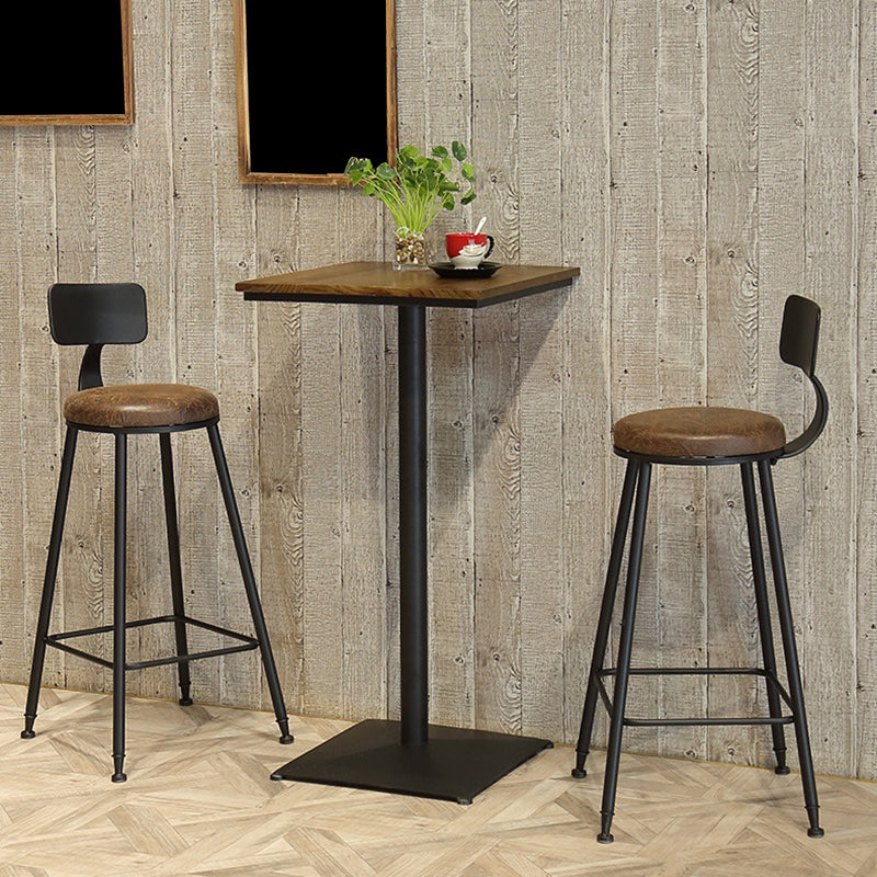 Modern Solid Wood Table and Stool Set 1/3/4/5 Pieces Black Base Pub Set for Shop