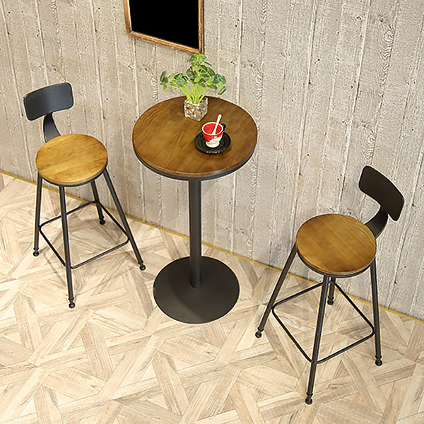 Modern Solid Wood Table and Stool Set 1/3/4/5 Pieces Black Base Pub Set for Shop
