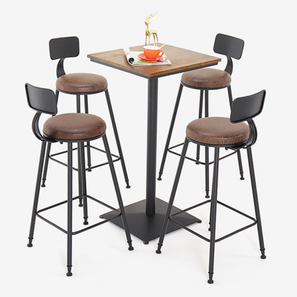 Modern Solid Wood Table and Stool Set 1/3/4/5 Pieces Black Base Pub Set for Shop
