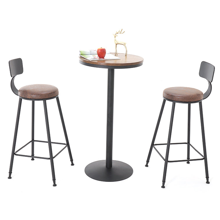 Modern Solid Wood Table and Stool Set 1/3/4/5 Pieces Black Base Pub Set for Shop