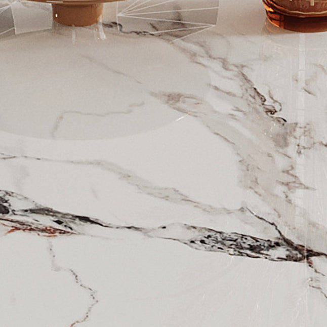 Glam Dining Table Set 1/4/5/7 Pcs Round Sintered Stone Dining Table with Wingback Chairs