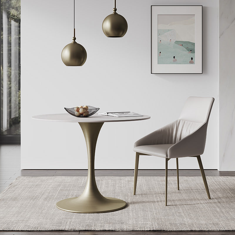 Glam Round Dining Set 1/2/3 Pcs Sintered Stone Dining Table with Armless Chairs