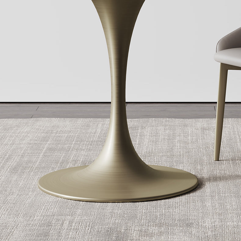 Glam Round Dining Set 1/2/3 Pcs Sintered Stone Dining Table with Armless Chairs