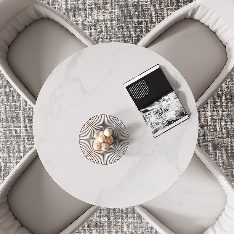 Glam Round Dining Set 1/2/3 Pcs Sintered Stone Dining Table with Armless Chairs