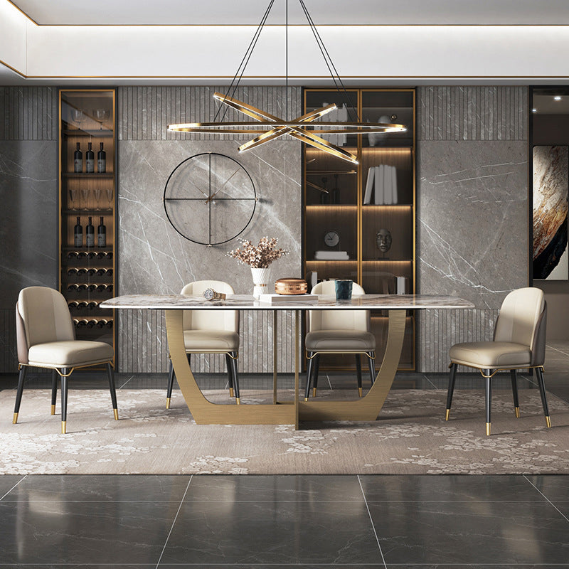 Luxurious Sintered Stone Top Dining Set Rectangle 1/4/5/6/7 Pieces Dining Table Set