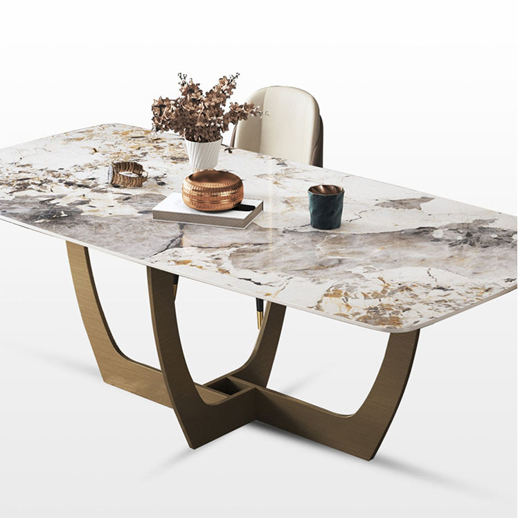 Luxurious Sintered Stone Top Dining Set Rectangle 1/4/5/6/7 Pieces Dining Table Set