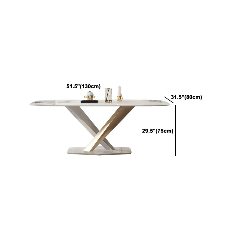 Nordic Sintered Stone Top Dining Set Rectangle 1/4/5/6/7 Pieces Dining Area Table Set