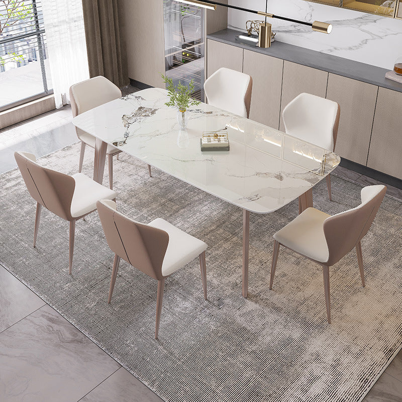 Nordic Sintered Stone Top Dining Set Rectangle 1/2/5/7 Pieces Dining Table Set