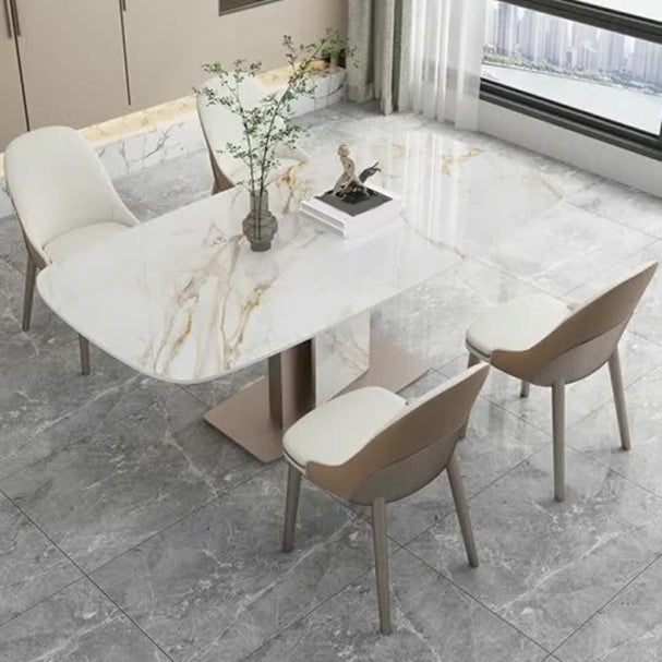 Nordic Sintered Stone Top Dining Set Rectangle 1/4/5/7 Pieces Dinette Table Set