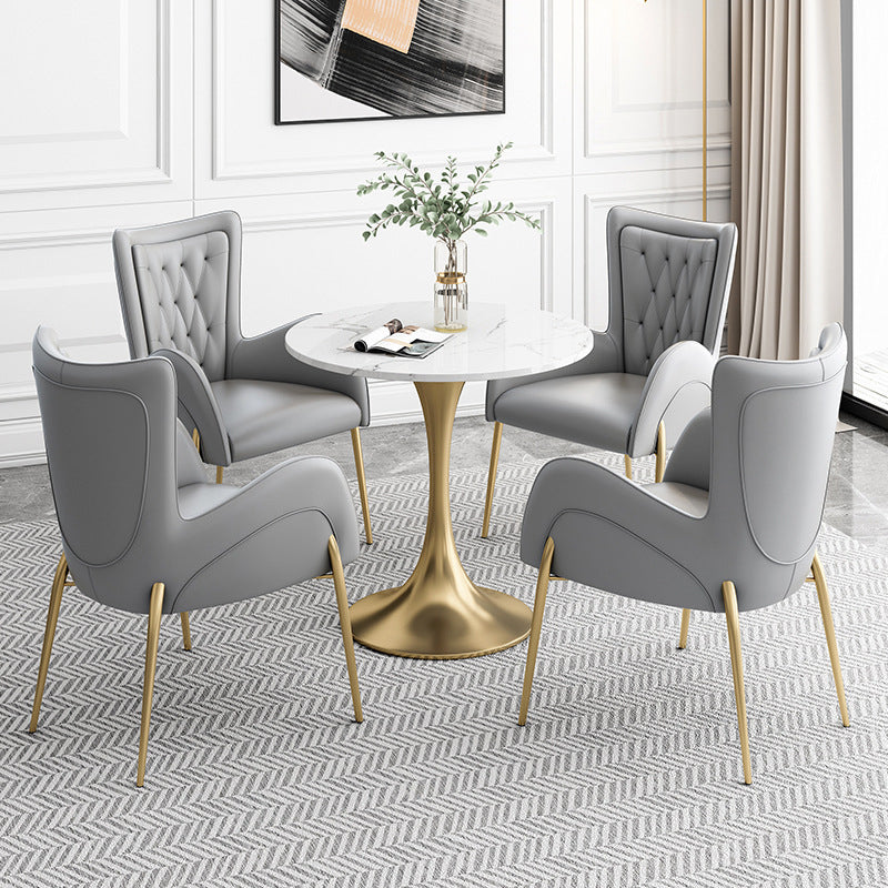 Glam Sintered Stone Dining Table Set Round 1/2/3/5 Pieces Dining Set