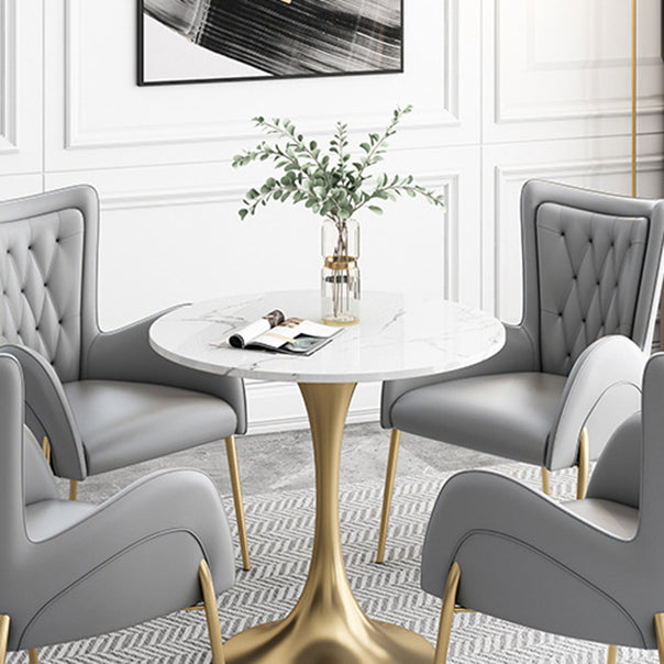 Glam Sintered Stone Dining Table Set Round 1/2/3/5 Pieces Dining Set