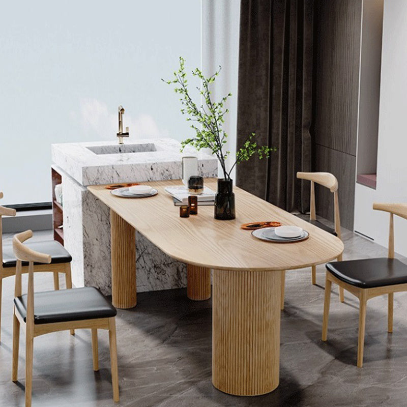 Modern Solid Wood Dining Table Free Form Table with 3 Legs for Kitchen