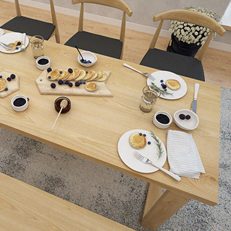 Solid Wood Top Dining Table Traditional Luxury Table with Wood Sled Base