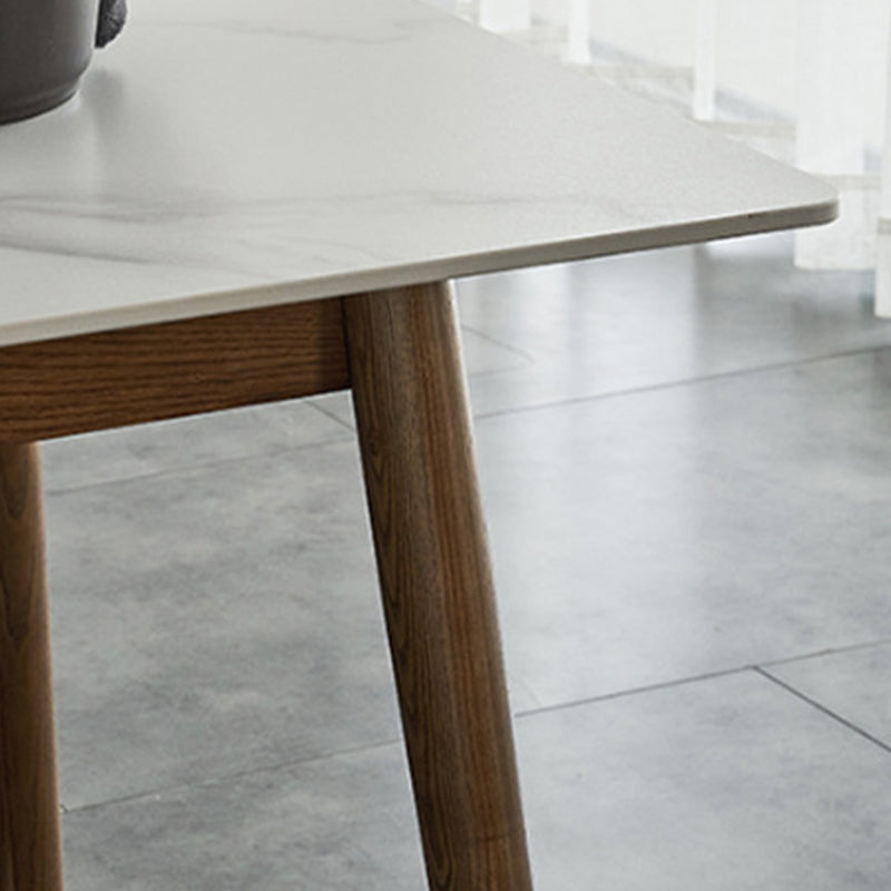 White Stone Top Table Mid-Century Modern Dining Table with 4 Legs