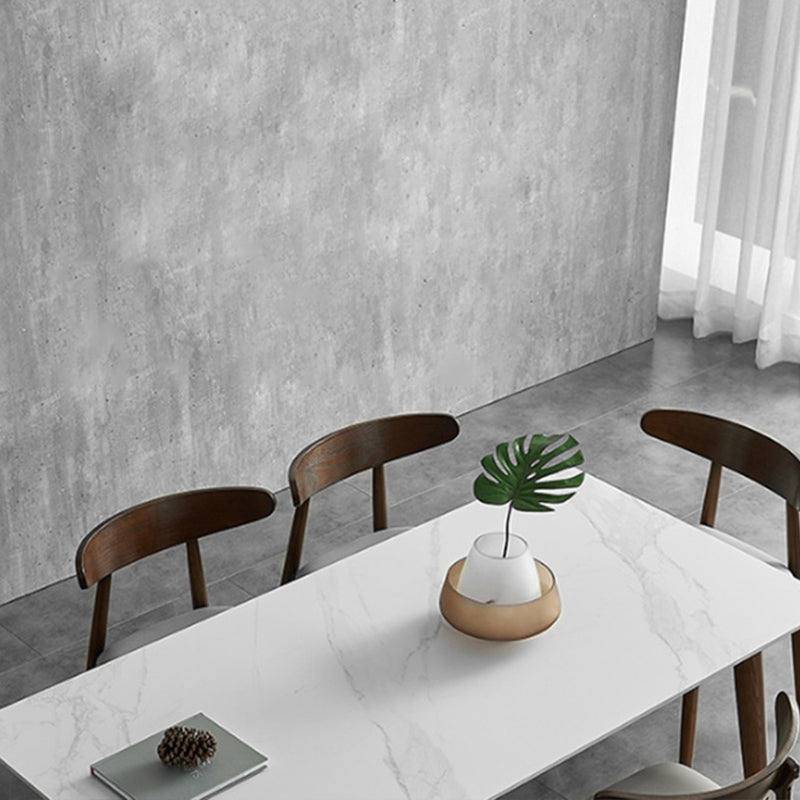 White Stone Top Table Mid-Century Modern Dining Table with 4 Legs