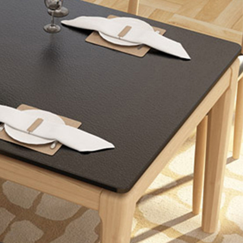 Black Stone Top Dining Table Mid-Century Modern Dining Table with 4 Wood Legs