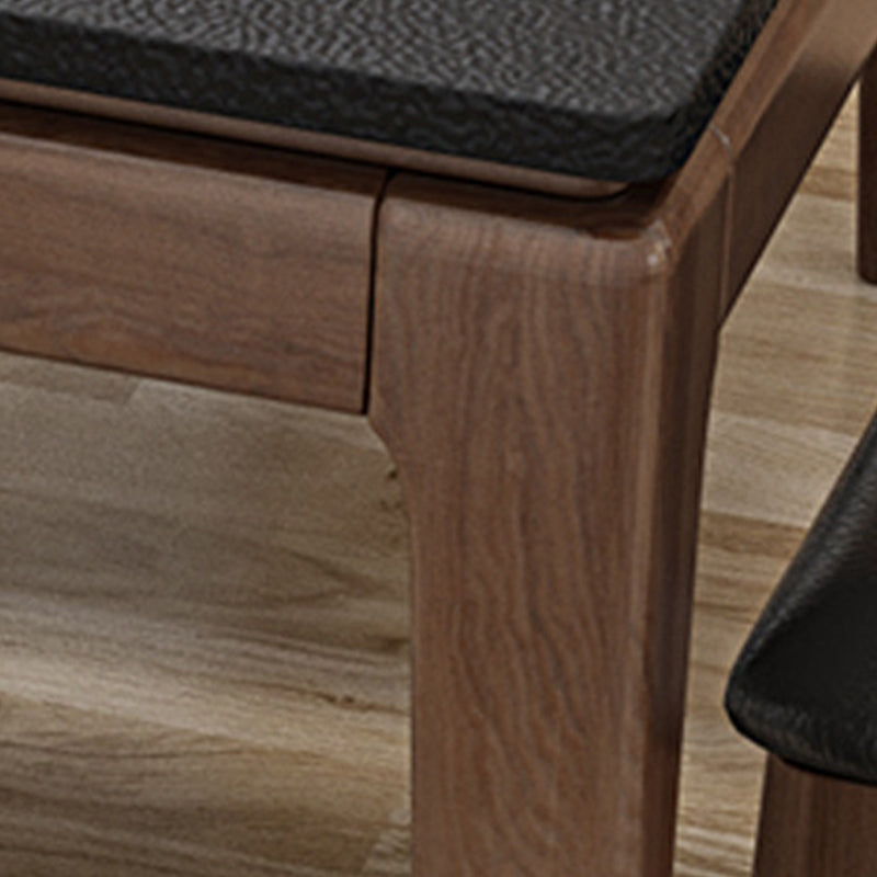 Black Stone Top Dining Table Mid-Century Modern Dining Table with 4 Wood Legs