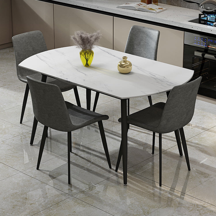 Contemporary Style Stone Dining Table Round Drop-Leaf Table with 4-foot