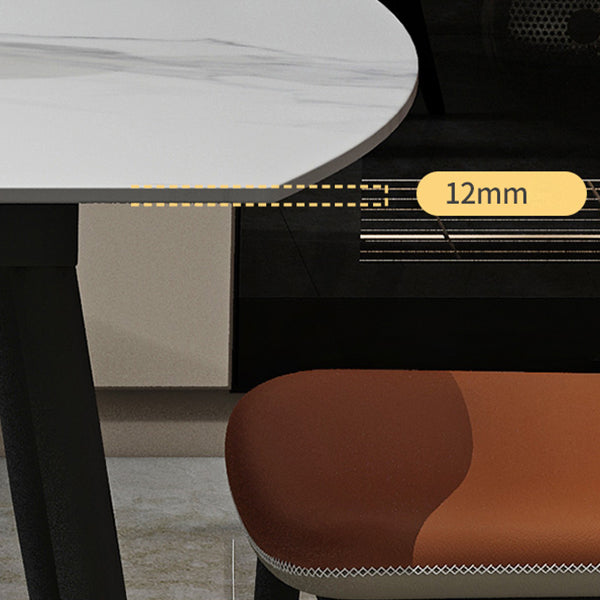 Contemporary Style Stone Dining Table Round Drop-Leaf Table with 4-foot