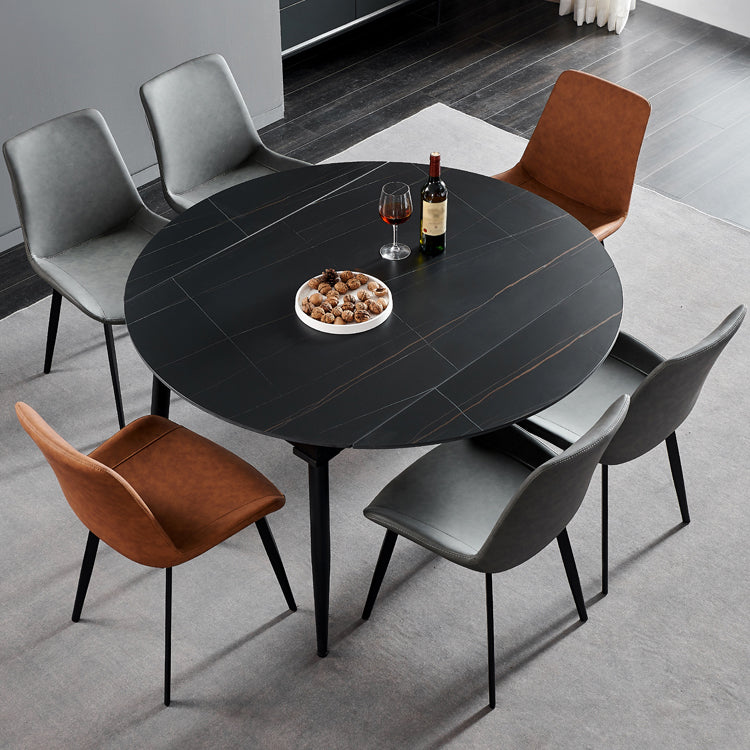 Simplicity Style Stone Dining Table Round Drop-Leaf Table with 4-foot