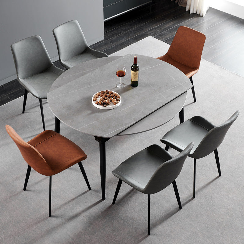 Simplicity Style Stone Dining Table Round Drop-Leaf Table with 4-foot