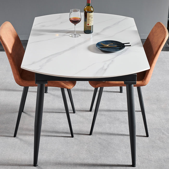 Simplicity Style Stone Dining Table Round Drop-Leaf Table with 4-foot