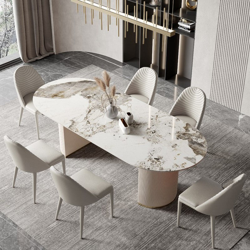Traditional Luxury Dining Table Sintered Stone Oval Table for Home