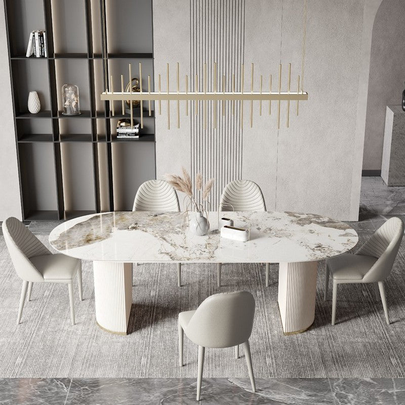 Traditional Luxury Dining Table Sintered Stone Oval Table for Home
