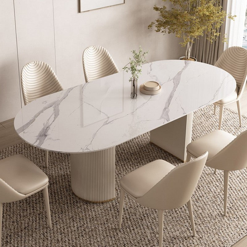 Traditional Luxury Dining Table Sintered Stone Oval Table for Home