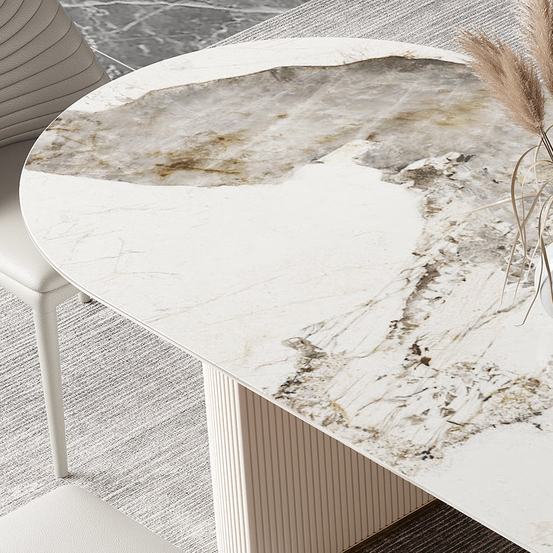 Traditional Luxury Dining Table Sintered Stone Oval Table for Home