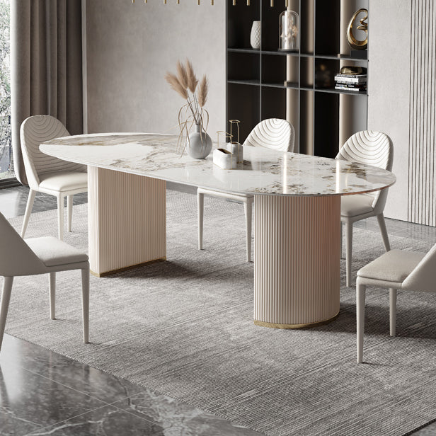 Traditional Luxury Dining Table Sintered Stone Oval Table for Home