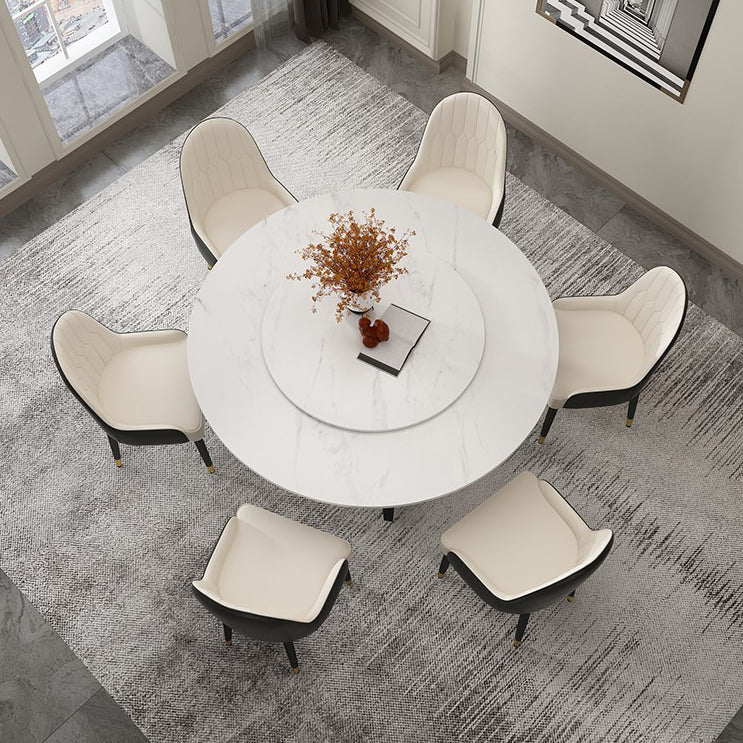 Round Double Pedestal Table Simplicity Style Dining Site Table with Turntable