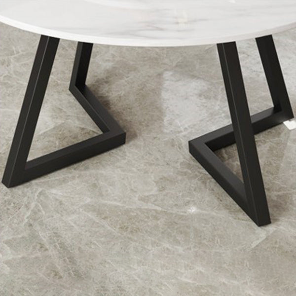 Round Double Pedestal Table Simplicity Style Stone Dining Site Table