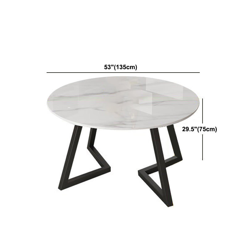 Round Double Pedestal Table Simplicity Style Stone Dining Site Table
