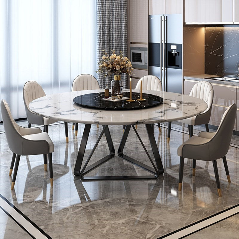 Marble Dining Table Contemporary Dining Site Table with Pedestal Base