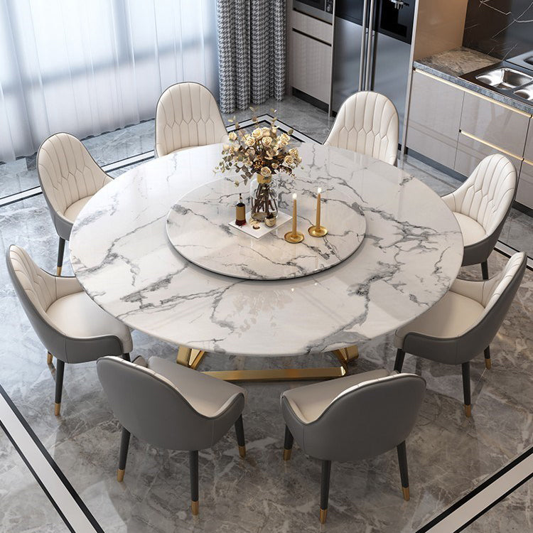 Marble Dining Table Contemporary Dining Site Table with Pedestal Base
