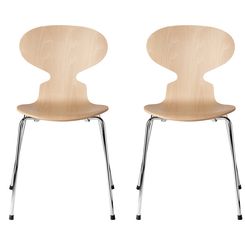 Modern Wood Chair Open Back Dining Side Furniture in Matte Finish