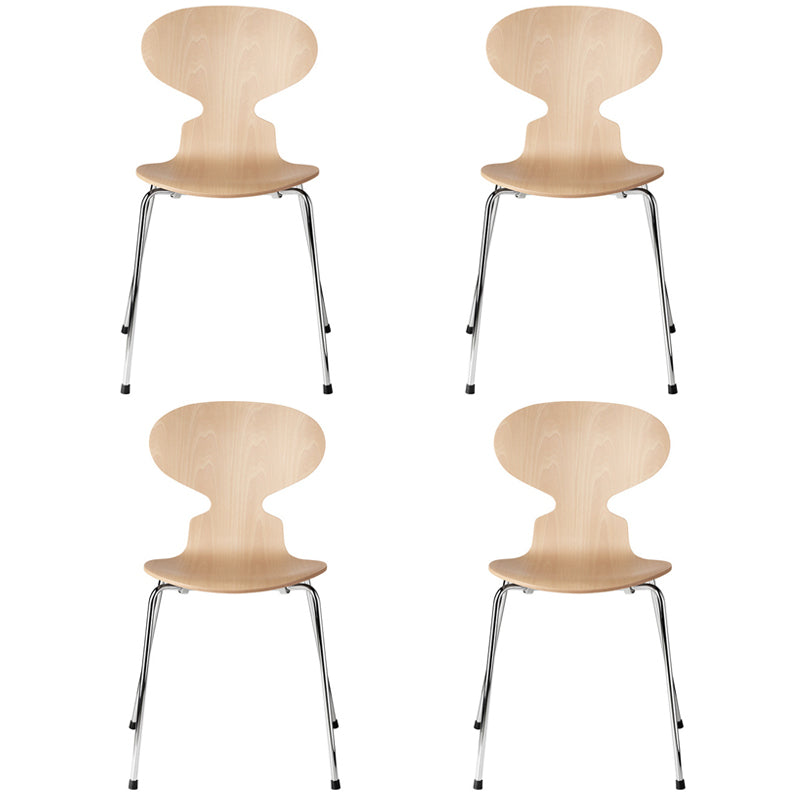 Modern Wood Chair Open Back Dining Side Furniture in Matte Finish