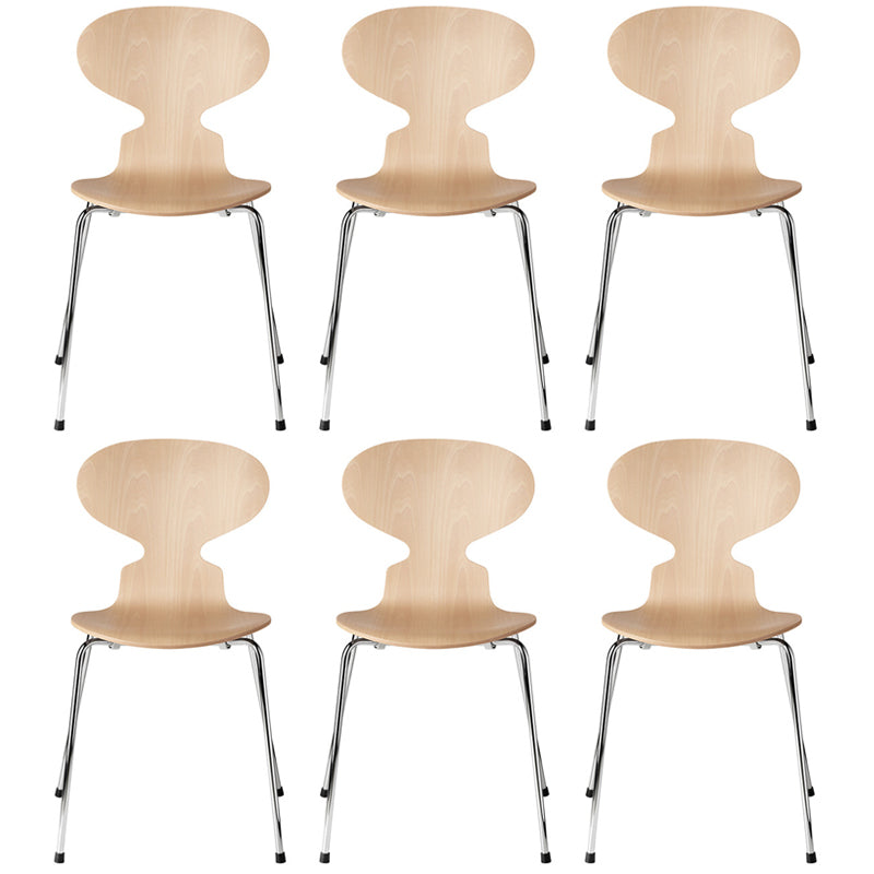 Modern Wood Chair Open Back Dining Side Furniture in Matte Finish